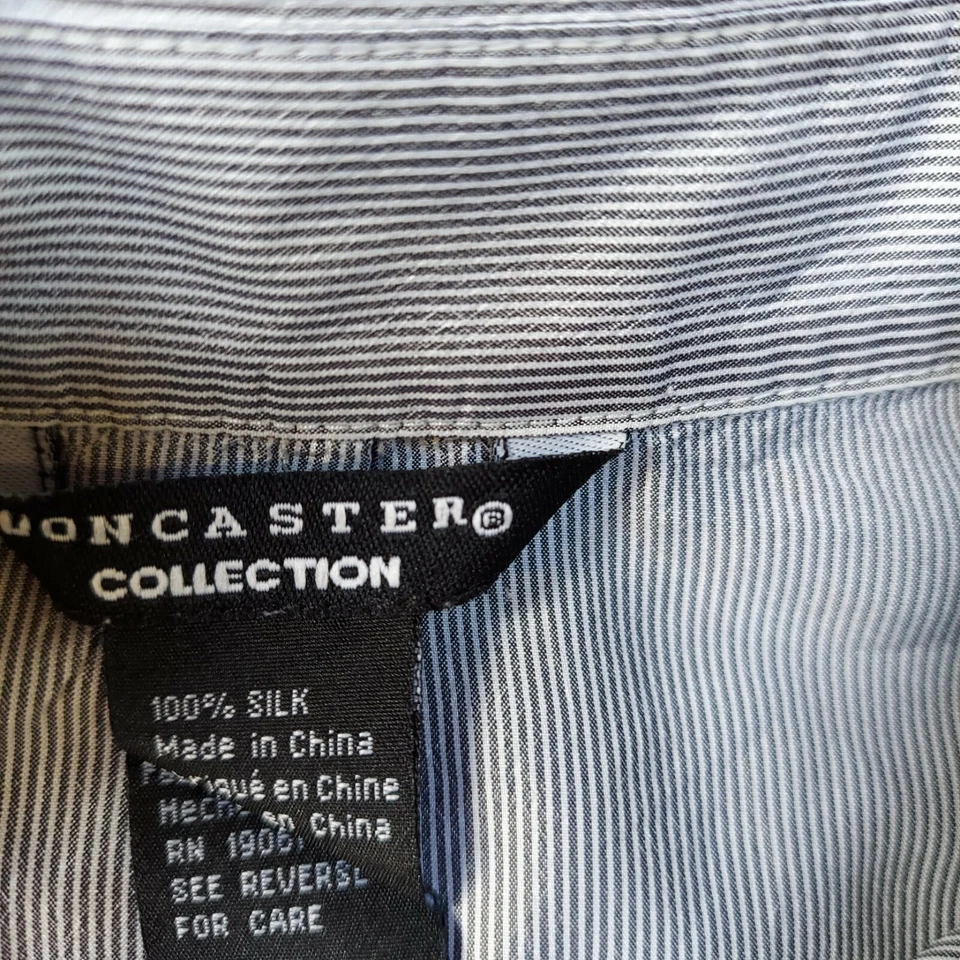 Blusa Camisa Colección Doncaster 100% Seda Gris Rayas Manga 3/4 Abotonada Foto 3 de 4