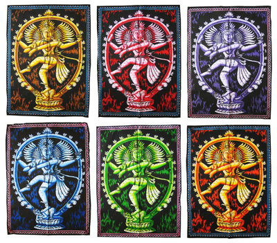 SHIVA NATARAJA Batiktuch Wandbehang Stofftuch - Indien 75x105 cm  Hinduismus Goa