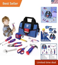 9-Piece Kids Real Hand Tool Set with Safety Goggles - DIY Blue Kit for Ages 8