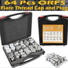 64Pcs ORFS O-Ring Plug Cap Hydraulic Flat Face Seal Fittings ORS Kit 4-16mm