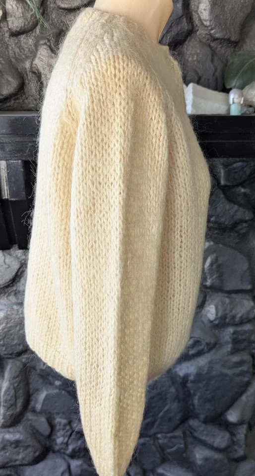 Cárdigan Suéter De Colección Henry Pollak Tejido a Mano Italia Lana Mohair Años 60 Manga Raglán Foto 4 de 4