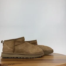 Womens Ugg Classic Ultra Mini Tan Shearling Lined Comfort Boots Size 7 M GUC