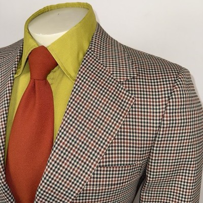 Vtg 70s Botany Suit Jacket Blazer Leisure Sport Coat Disco Mod Plaid NOS Mens 39