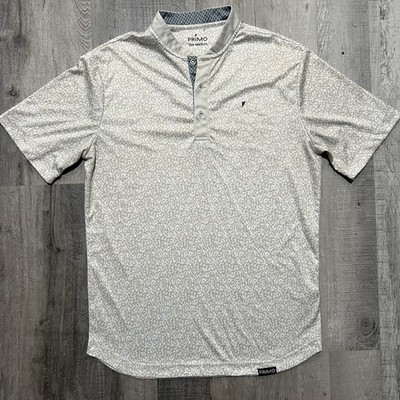 Primo Blade Polo Shirt Mens White Speckle Print Performance Short Sleeve Golf M