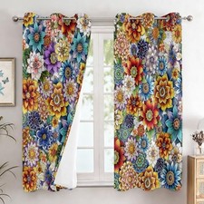 Boho Curtains for Living Room, Floral Curtains for Bedroom, Boho Window