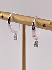 925 STERLING SILVER DELICATE CZ DROP EARRINGS 1" WEDDING FORMAL 2937