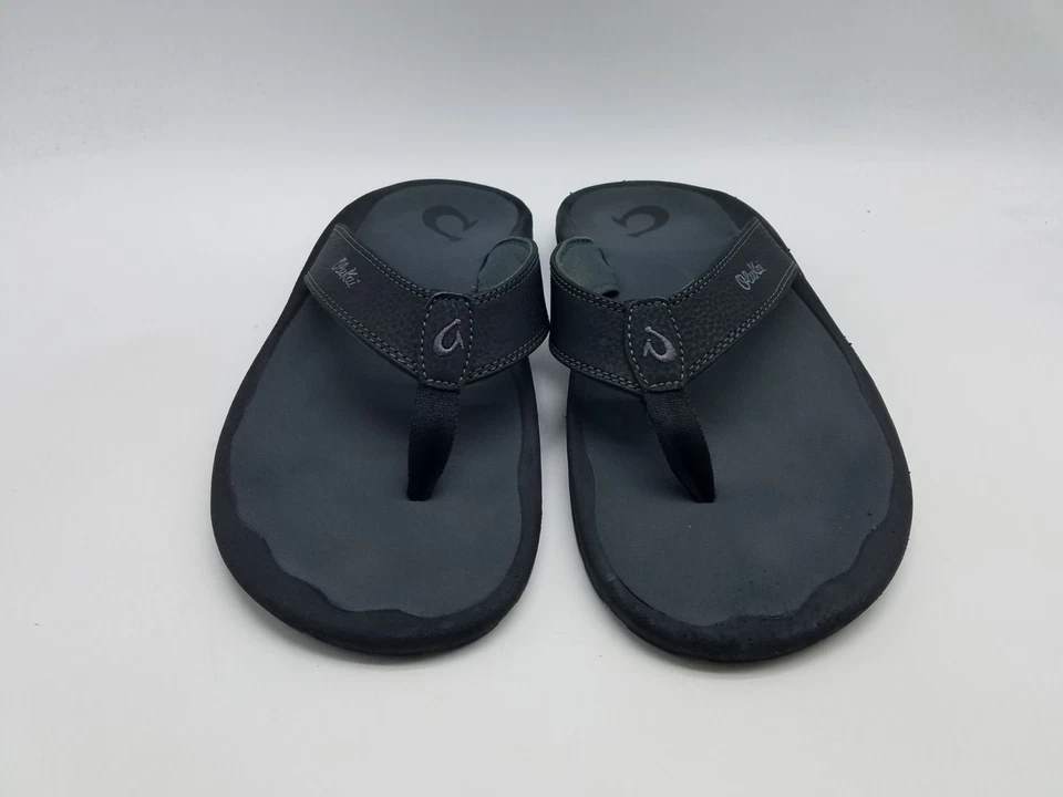 OluKai Ohana 男式 12 码拖鞋懒人鞋凉鞋深灰色黑色 — 第 3/4 张图片