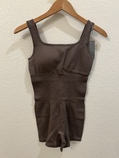 Women  s Brown Ribbed Workout Bodysuit NWT Size Large