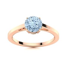 Sterling Silver Natural Aquamarine Prong Birthday Solitaire Ring Jewelry