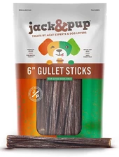Jack&Pup 6-inch Gullet Sticks for Dogs – Odor Free Joint Health Support Do