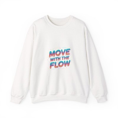 Move With The Flow Crewneck, kinetic typography, psychedelic melting letters