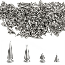 200 Sets Silver Cone Spikes Multiple Sizes Screw Back Studs Punk Rock Bullet Riv