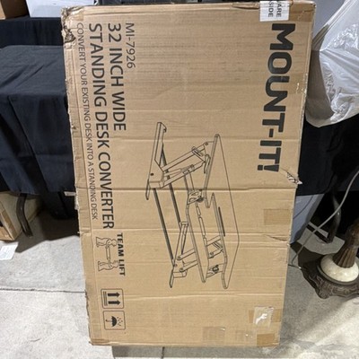 Black Mount-It! MI-7926 Standing Desk Converter 32 Inch Wide Adjustable, MI-7926