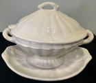Antique Wm Adams & Sons England Ironstone Sauce Tureen Ladle Tray c1920s — photo 3