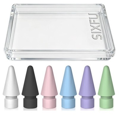 6-Color Replacement Tips + Cap Case Compatible with Apple Pencil 1