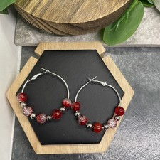 1.5  Silver-tone Earring Set Bohemian Bead Hoop Drop Dangle New Free Ship B6163