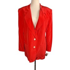 Vintage Talbots Blazer Vintage 100 Silk Red 2 Button 90s Size 10 New