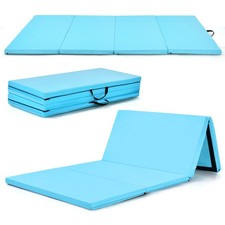 8' x 4' x 2" Folding Gymnastics Tumbling Mat Thickened Exercise Mat Blue