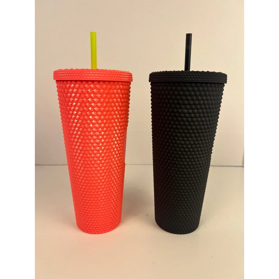Starbucks Juego de Vasos Tachonados 24 OZ, Rosa y Negro, Edición Limitada Taza Fría Foto 2 de 4