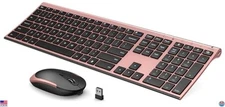 Wireless Keyboard & Mouse Combo, 2.4GHz Rechargeable, Quiet, Full-Size, USB