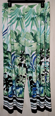 NEW SUSAN GRAVER PALM LEAF PRINT PULL ON KNIT CAPRI PANT W/ POCKETS  SIZE M