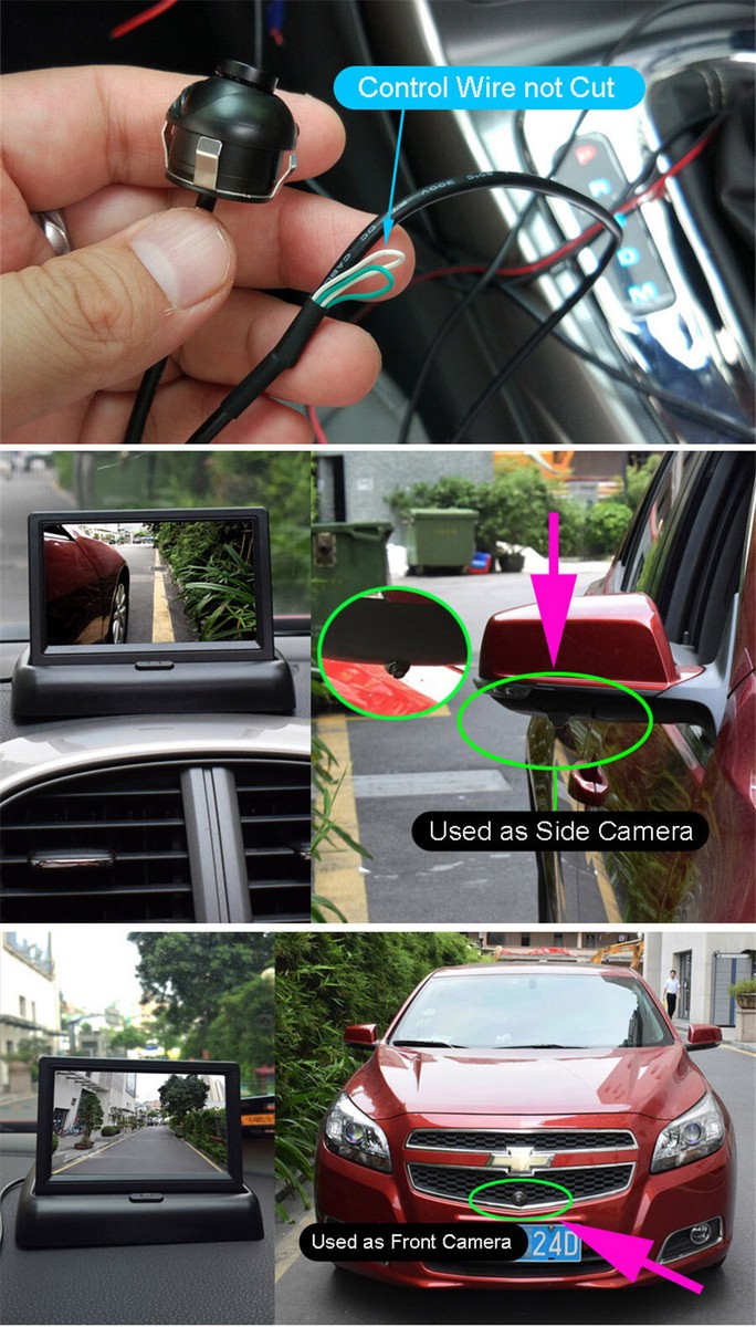 HD Car Backup Camera Front Side Rear View Cam 140 Degree Wide