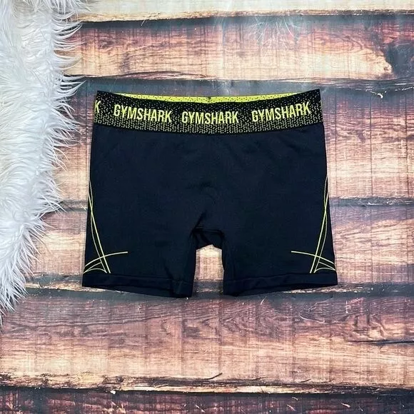 Gymshark Apex Shorts Black Lime Green Spandex Stretchy