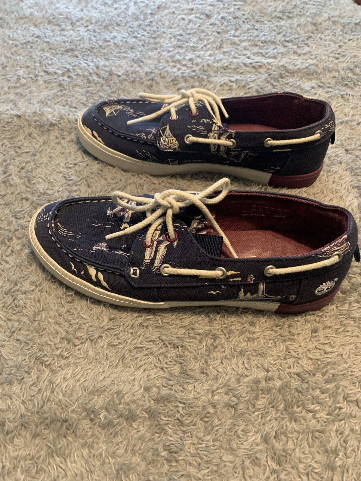 TIMBERLAND Newport Bay Canvas Oxford Boat Shoes Women's Size