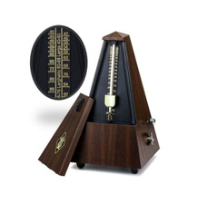 Metronom Mechanisch Taktgeber Pendel Tempo Pyramide Glocke Optik PIANO Braun