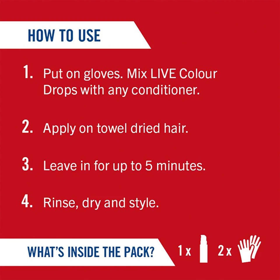 Schwarzkopf LIVE Colour Drops Semi-Permanent Hair Dye, Fiery Red 3 Pack - Image 4 of 4