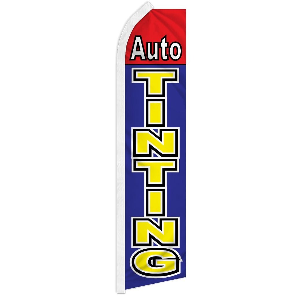 Auto Tinting RD/BL Swooper Flutter Feather Flag Window Tinting Business Flag