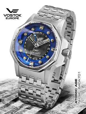 Vostok Europe Atomic Age Automatik NH34- 640A701B Armbanduhr NEU!