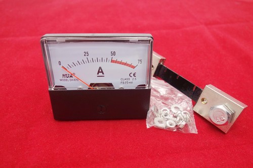 1PC DC 0-75A Analog Ammeter Panel AMP Current Meter 60*70MM with 75mV Shunt - Picture 2 of 5