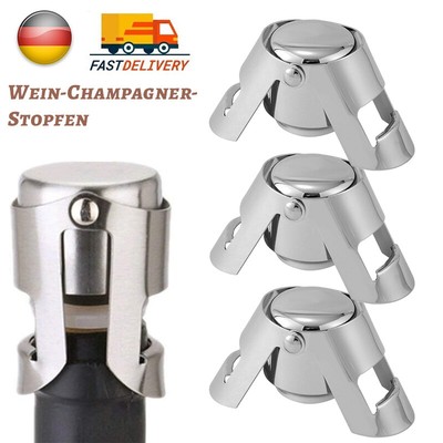 3x Stainless Steel Sparkling Prosecco Bottle Sealer Saver Wine Champagne Stopper