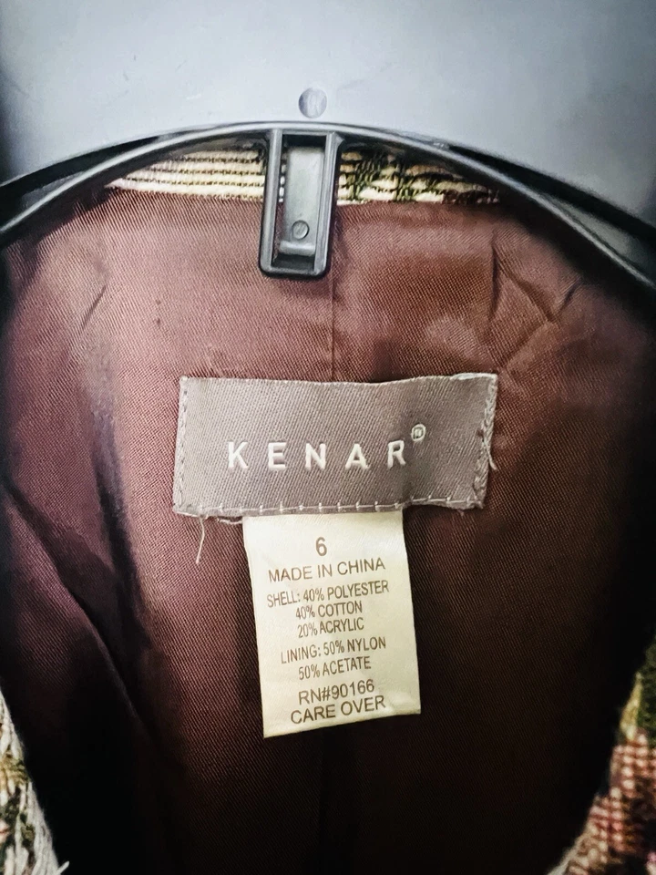 复古 Kenar Brocade 花卉挂毯豌豆外套 尺寸 6 纽扣 — 第 3/4 张图片