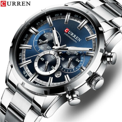 CURREN Fashion Men Watches Steel Chronograph Quartz Watch Male Date Wristwatches