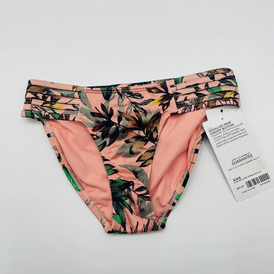 Parte inferior de bikini Athleta para mujer talla XXS Aqualuxe con estampado floral con tiras 212901 1651 Foto 2 de 4