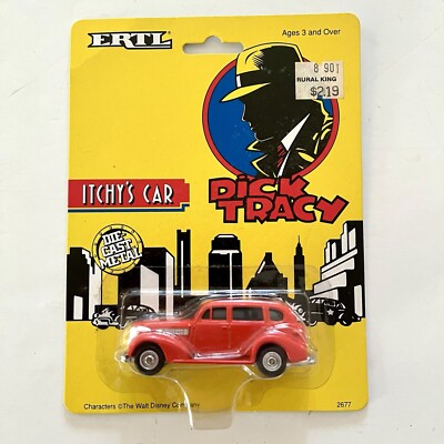 Lot 3 Voitures Ertl Dick Tracy – Échelle 1/64 – 1990 – Métal Et Plastique – Occasion