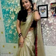 Women's Solid Tissue Bangalori Silk saree with Separate Blouse Piece