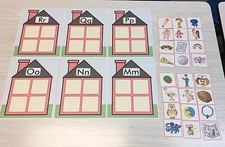 Alphabet House Game - Beginning Sounds - Learning Center M, N, O, P, Q  R