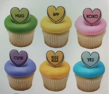 DecoPac Candy Heart Rings, 144 Cupcake Decorations