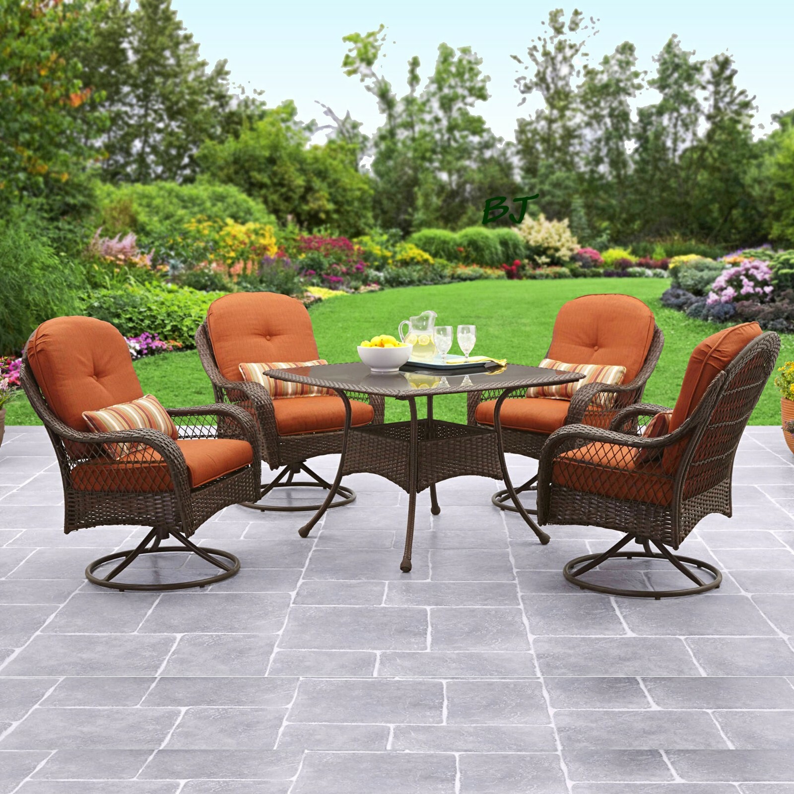 Patio Dining Set Garden Oasis Harrison Modern Design Seats Swivel Top Copper Red For Sale Online Ebay