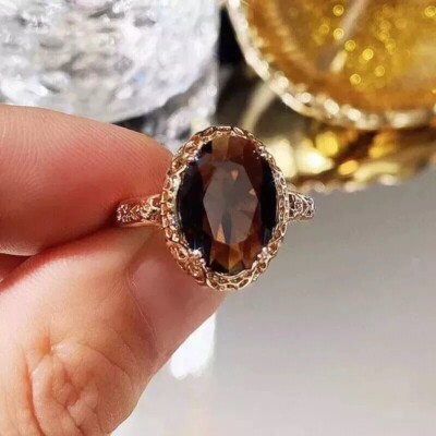 2Ct Oval Cut Lab Created Chocolate Diamond Wedding Ring 14K