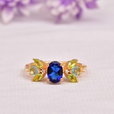 Sapphire Ring Oval Engagement Promise Ring September Birthstone Bridesmaid Jewel