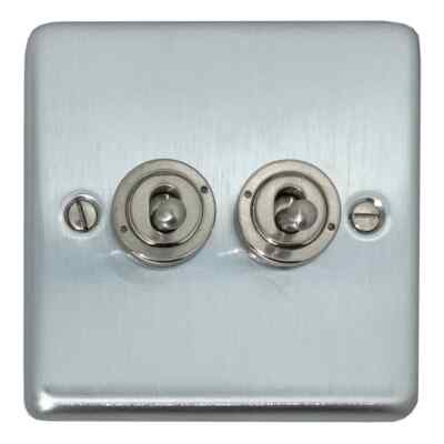 G&H CSC82C-SC Standardplatte Satin Chrom 2 Gang Zwischen Kippschalter