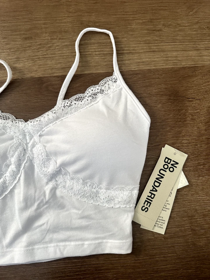 Brami Recortado Acolchado Blanco Algodón Juniors XXS 00 Sin Límites Encaje Recortado Foto 3 de 4