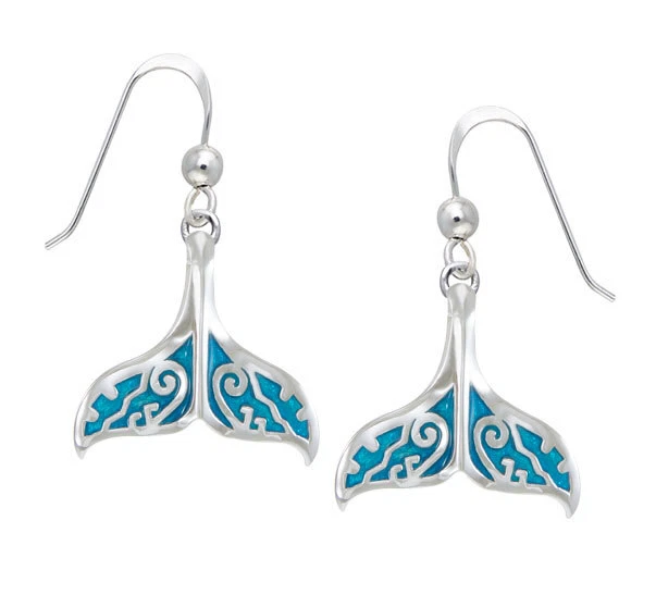 Whale Tail Sterling .925 Silver Earrings by Peter Stone Fine