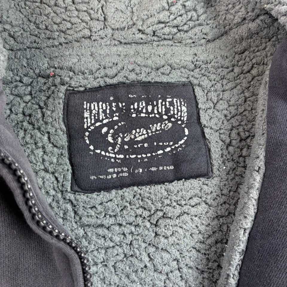 Sudadera con Capucha Harley Davidson Niños Jóvenes Sherpa Forrada Cremallera Rayas Alas Logo Motociclista Foto 3 de 4