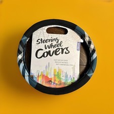 Pilot Automotive Black Blue Striped Steering Wheel Cover Comfortable Slip On Pilot Automotive Black Blue Striped Steering Wheel Cover Comfortable Slip On