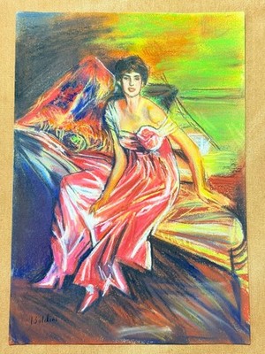 Giovanni Moldini Pastel technique on antique paper Signed and sealed